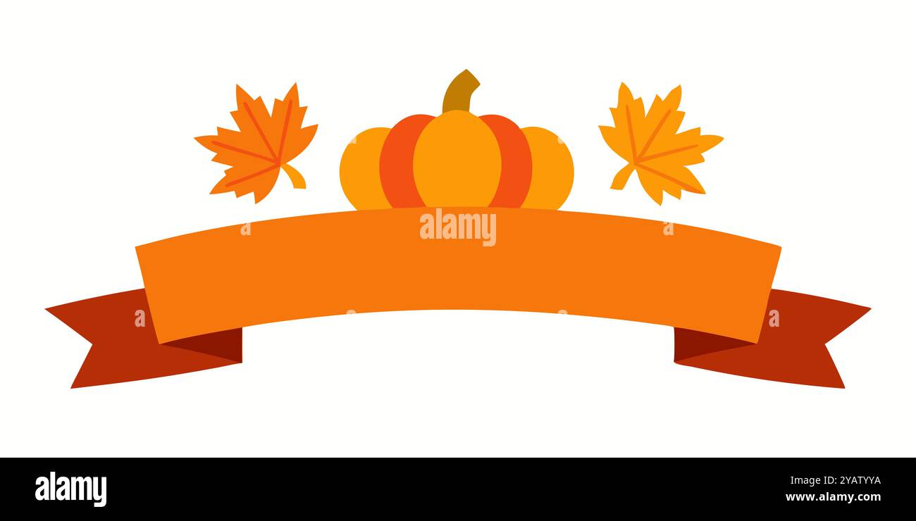 Herbsterntebanner mit Kürbis und Blättern für saisonale Dekoration, Thanksgiving-Themen und Herbstveranstaltungen. Stock Vektor
