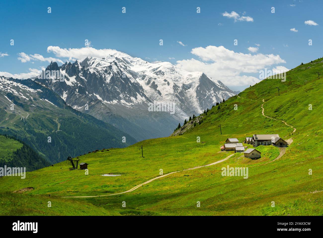 Mont Blanc Massiv, vom Col des Posettes Stockfoto