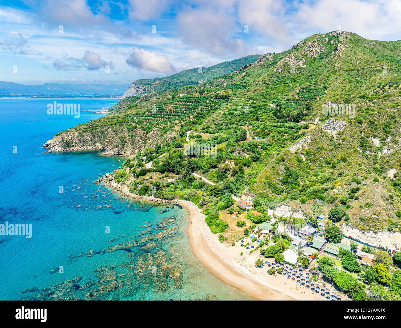 Landschaft mit Dafni Strand, Zakynthos Inseln, Griechenland Stockfoto