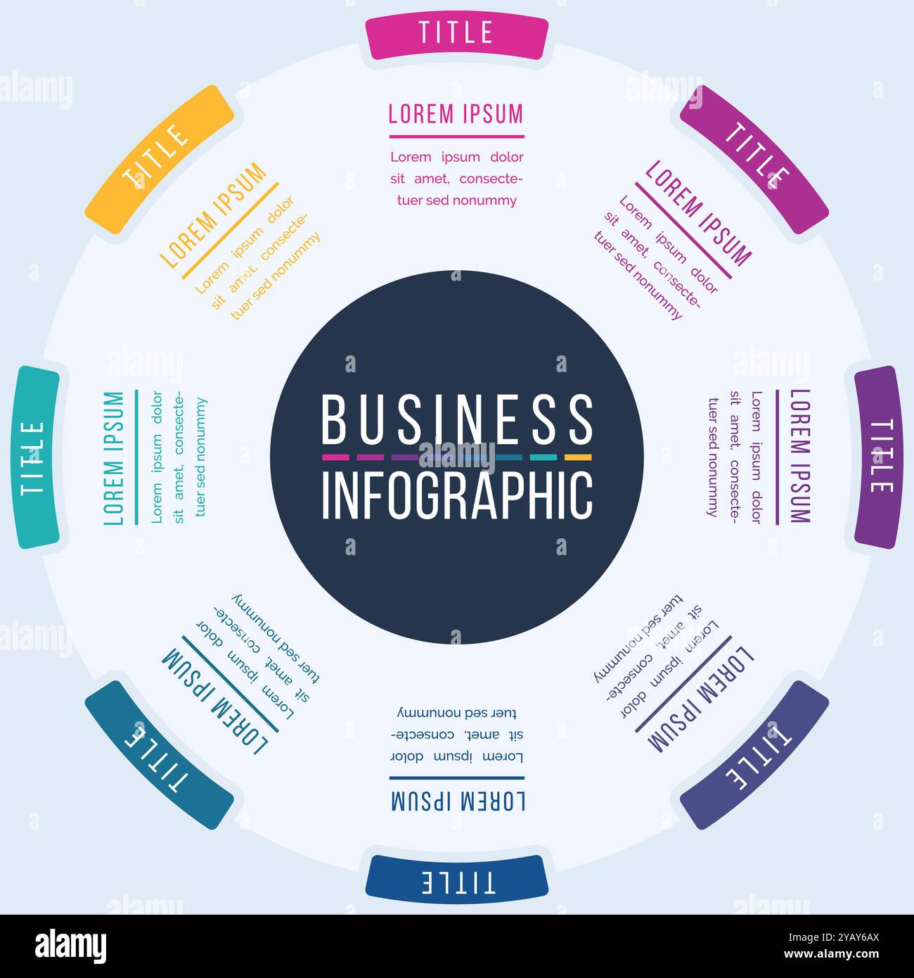 Business Infografik Design 8 Schritte, Objekte, Elemente oder Optionen Infografikvorlage für Geschäftsinformationen Stock Vektor
