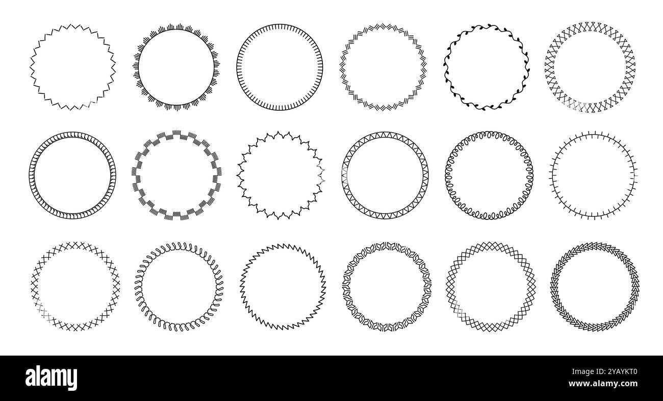 Nährahmen zusammenfügen. Geometrische Borte mit Handarbeiten, Ornamente aus ethnischer Spitze und dekorativer, detaillierter Rahmen. Vektor Nähset Stock Vektor