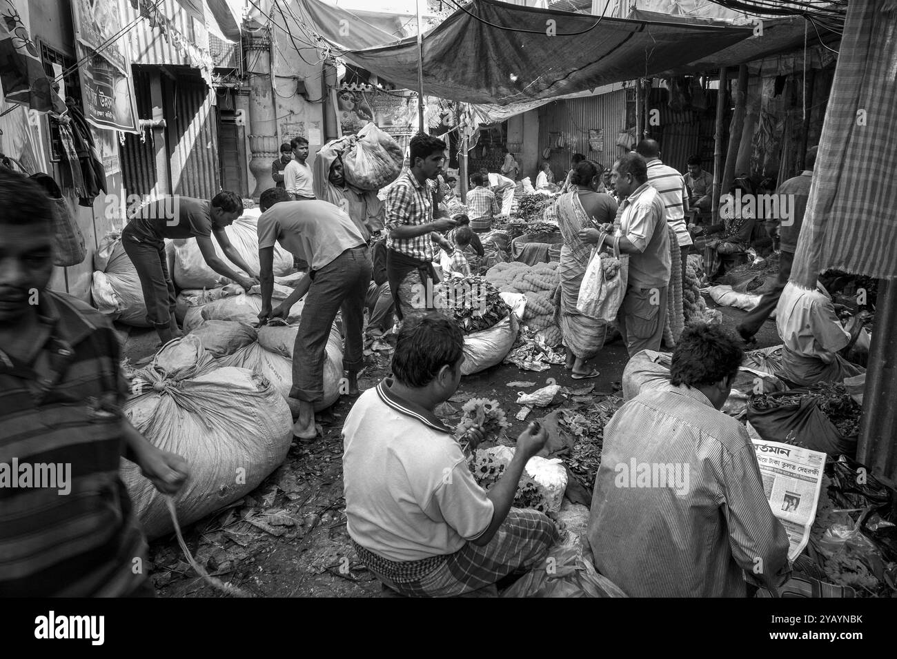 Indien, Westbengalen, Kolkata, Blumenmarkt Stockfoto