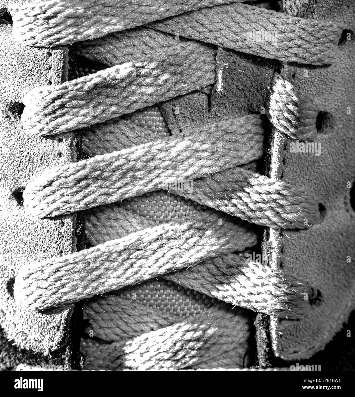 Trainingsschuhe Schuhe aus nächster Nähe. Schwarzweißfoto. Stockfoto