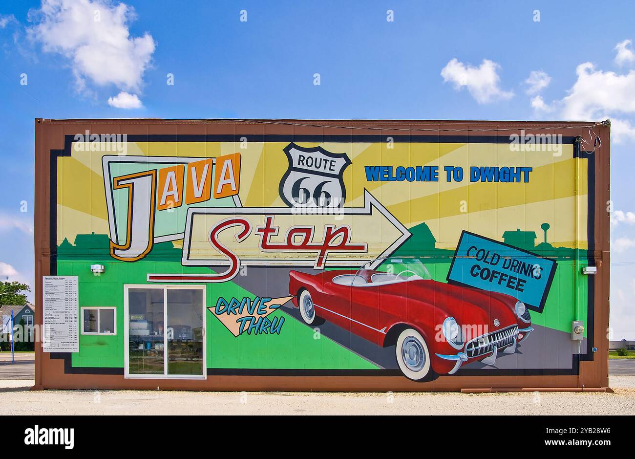 Café-Bar an der Route 66 in Dwight, Illinois. Nicht mehr da. Stockfoto