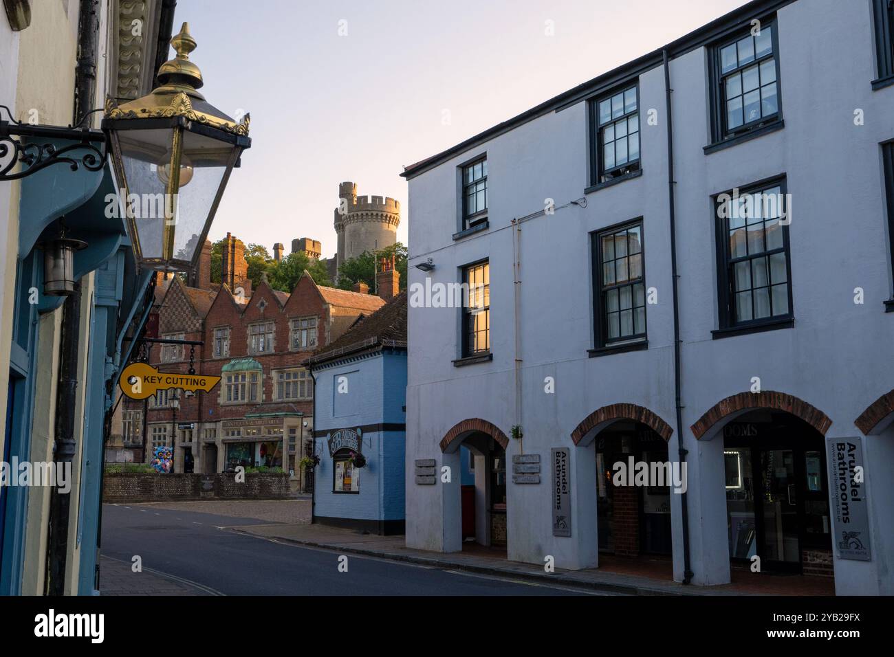 Arundel Stadtzentrum und Schloss, Arundel, West Sussex, England, Großbritannien Stockfoto