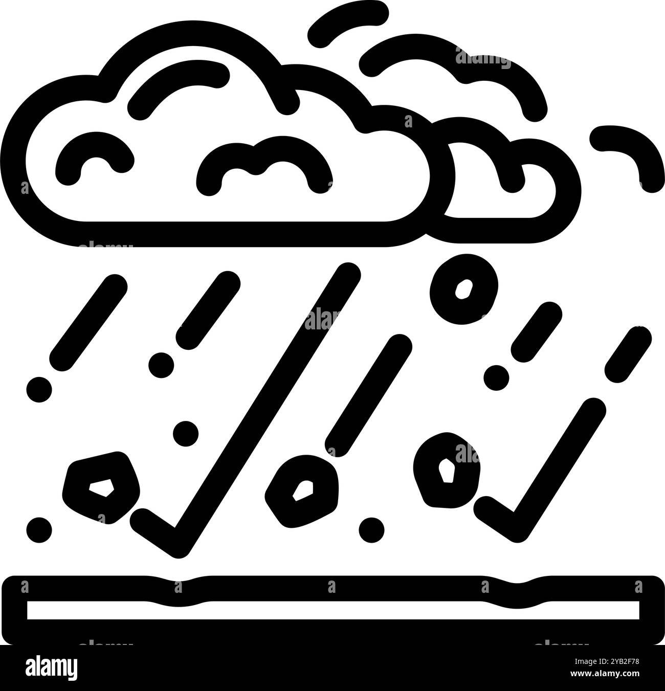 Hagelsturm natürliche Phänomene Linie Symbol Vektor Illustration Stock Vektor
