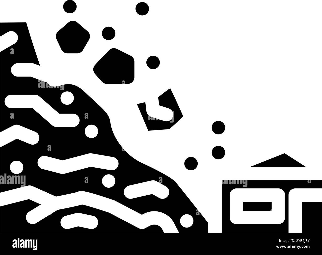 Erdrutsch natürliche Phänomene Glyphe Icon Vektor Illustration Stock Vektor