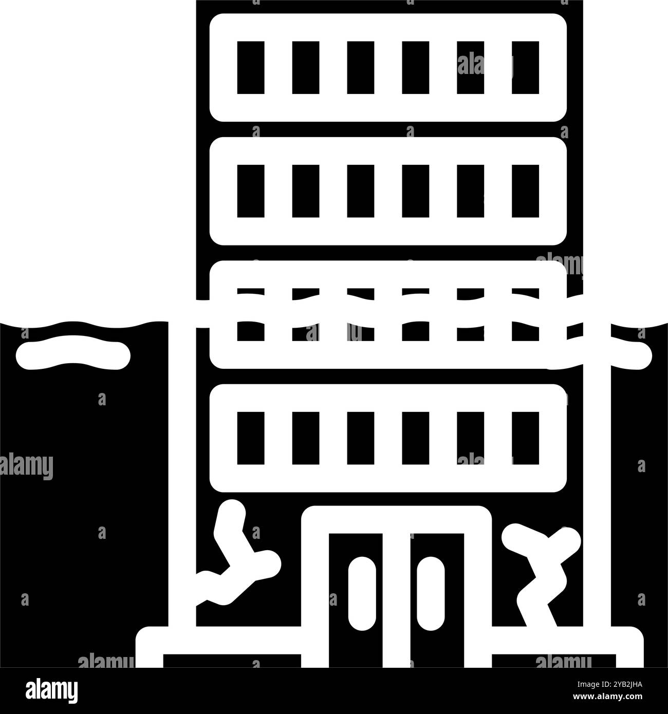 Überschwemmung natürliche Phänomene Glyphe Symbol Vektor Illustration Stock Vektor