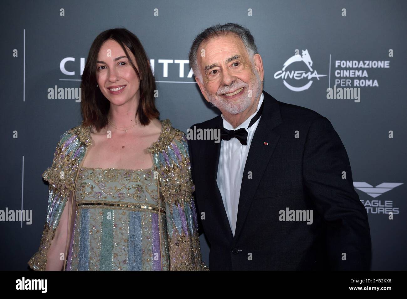 Rom, Italien. Oktober 2024. Filmregisseur Francis Ford Coppola und Gia Coppola besuchen den Megalopolis Pre-Opening Red Carpet des 19. Rom Film Festivals und 22. Alice Nella Citta' in Cinecitta' Studios. Rom (Italien), 14. Oktober 2024. Quelle: dpa/Alamy Live News Stockfoto