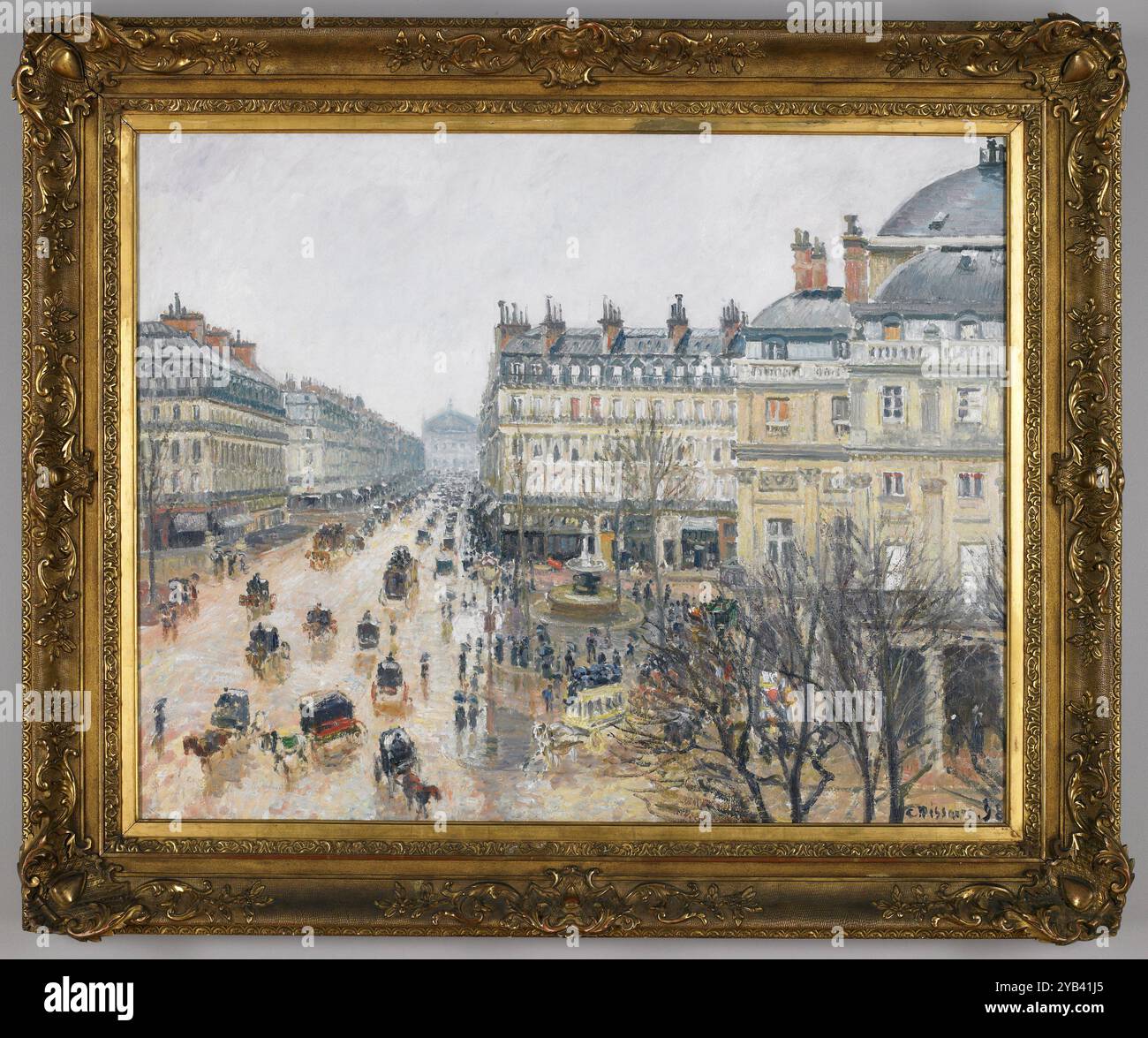 Place du Théâtre, Paris: Regen. Camille Pissarro. 1898. Stockfoto