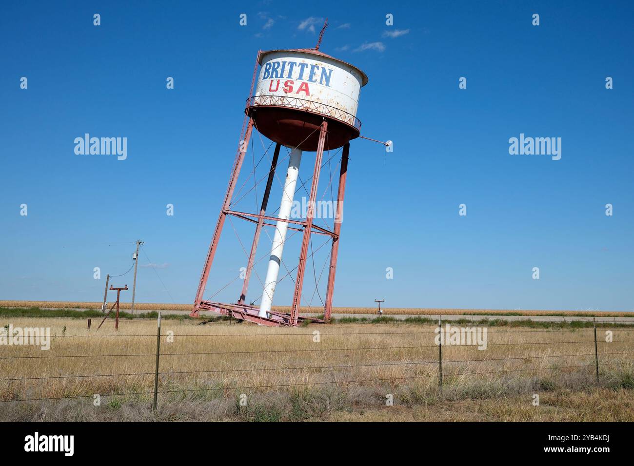 Der Schiefe Turm von Britten, Texas entlang der Route 66 Stockfoto