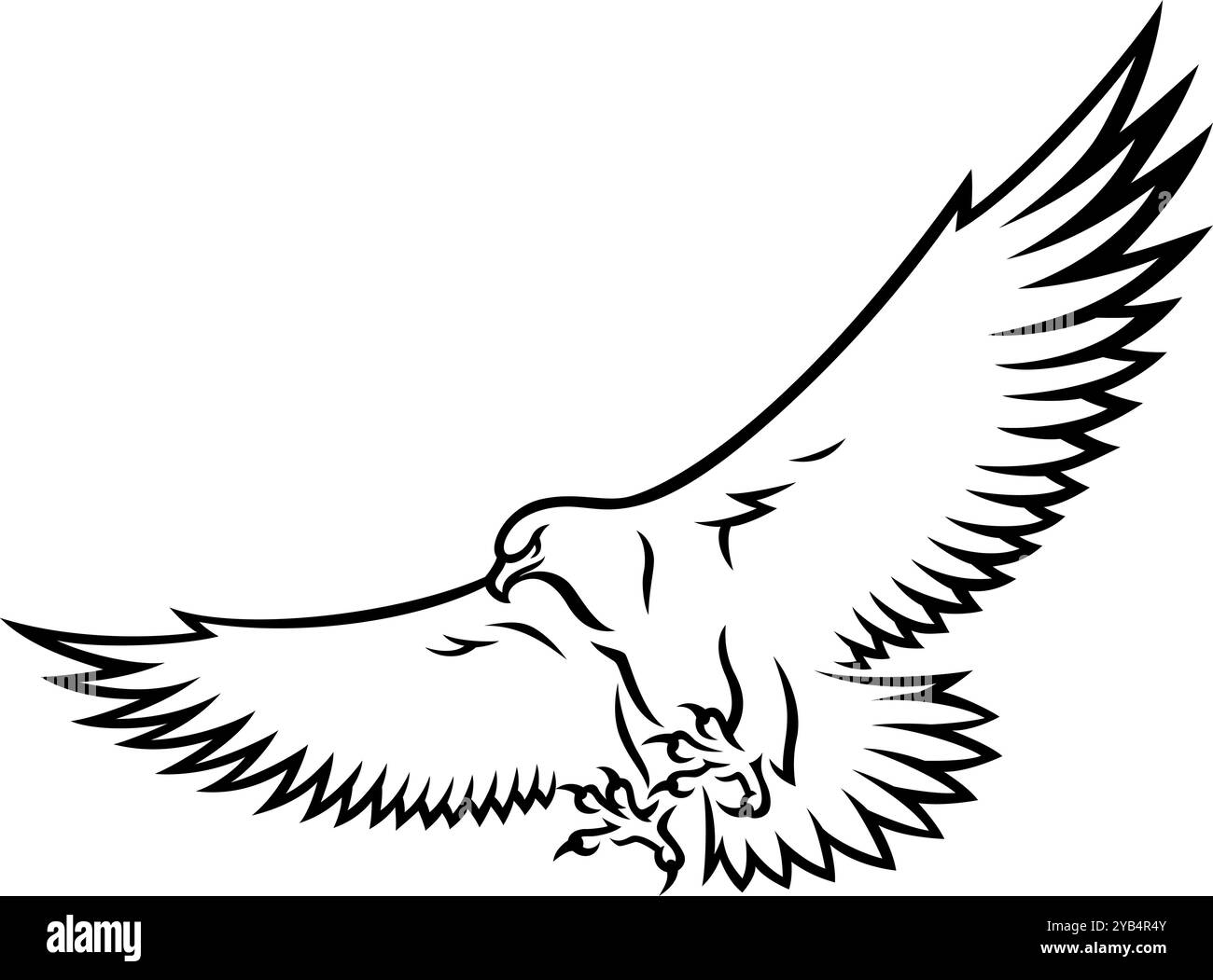 Eagle Spread Its Wings Outline Design Stock Vektor