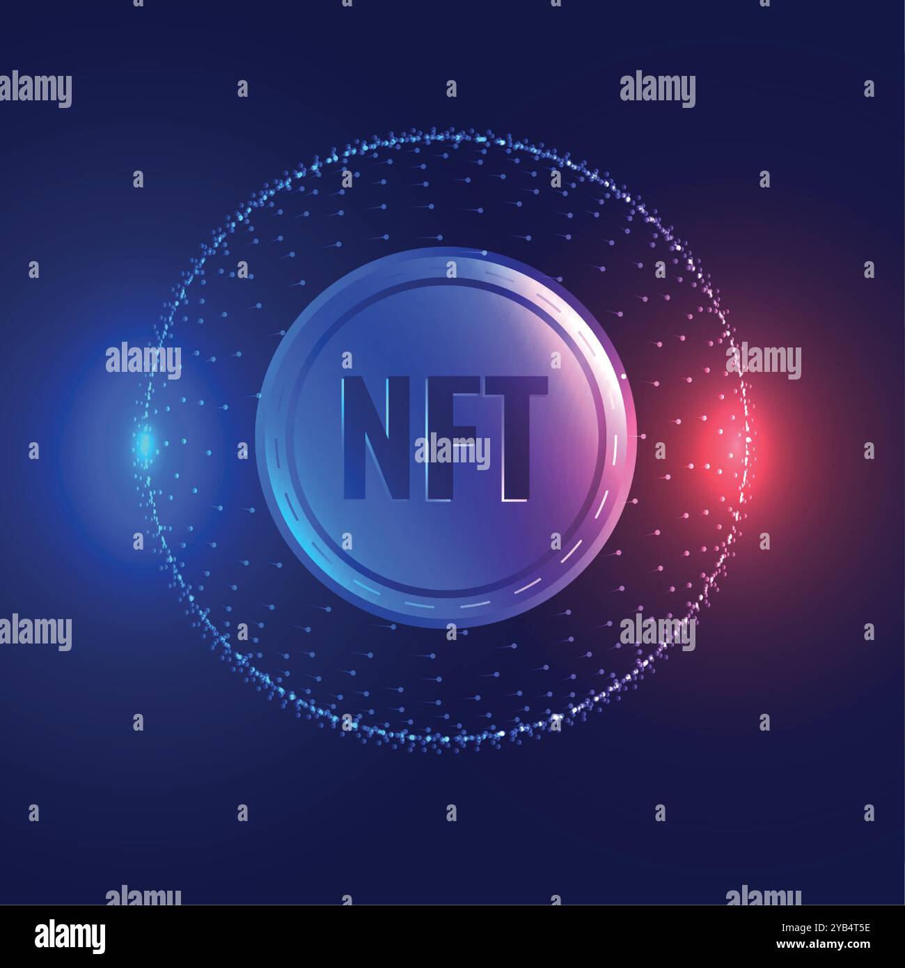 Nicht-fungibler Token NFT-Münzkonzept-Technologie-Hintergrund Stock Vektor