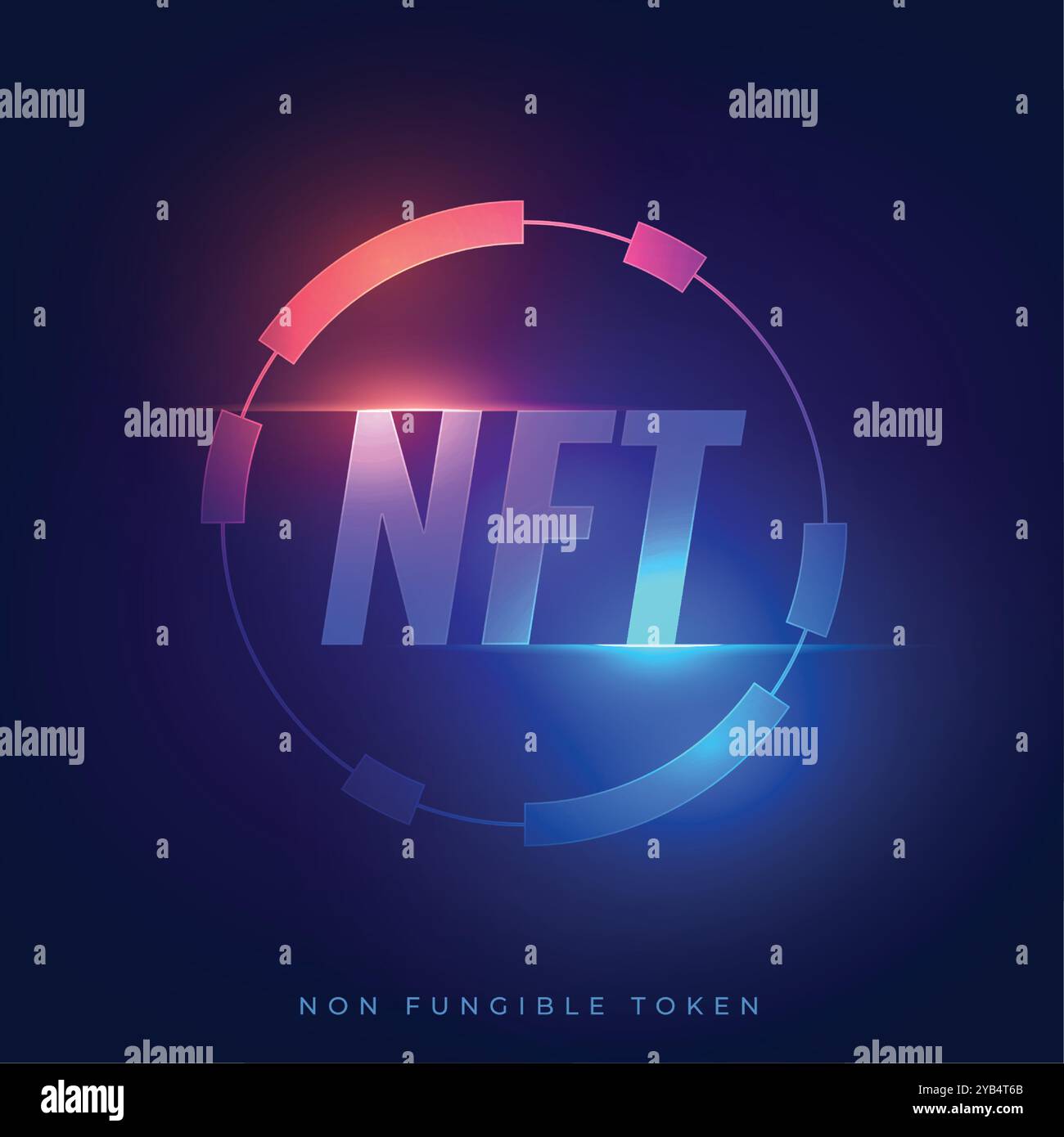 Konzeptdesign der nicht fungiblen Token-Technologie von NFT Stock Vektor