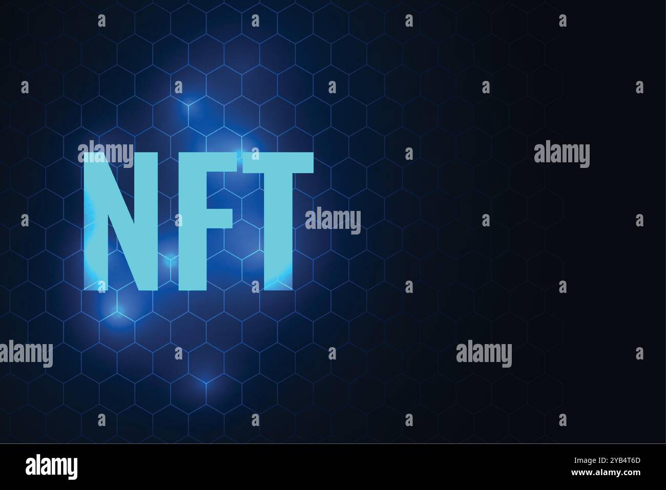 Leuchtender Hintergrund der NFT-Technologie mit sechseckigem Muster Stock Vektor