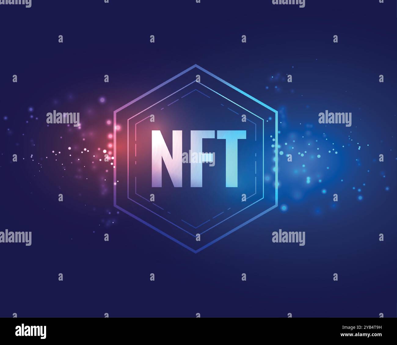 Hintergrund des digitalen, nicht fungiblen Tokens-Konzepts Stock Vektor