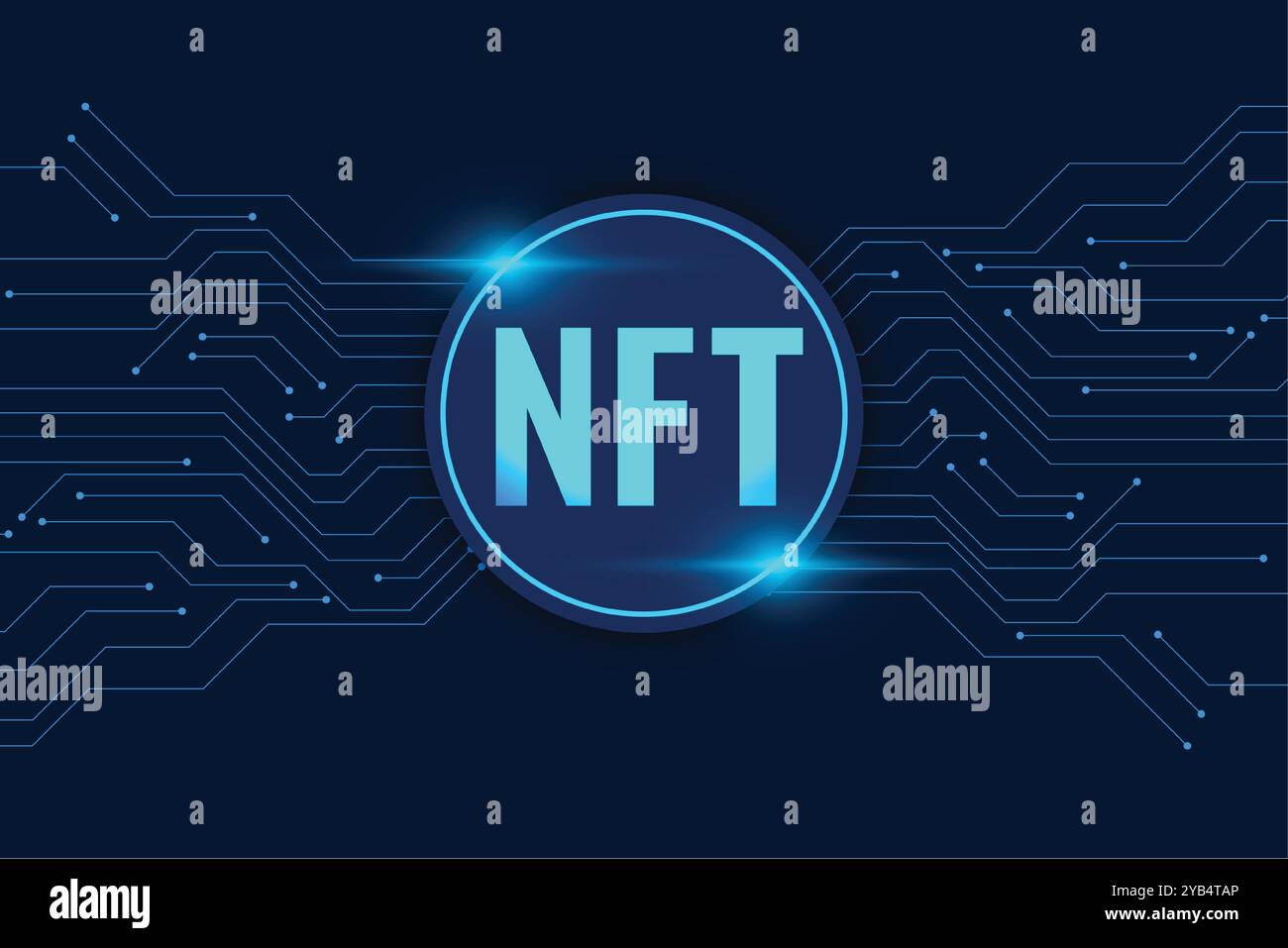 Digital NFT, nicht fungible Token, Hintergrunddesign Stock Vektor