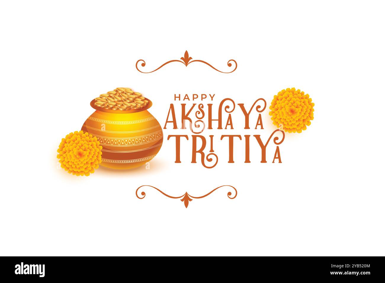 Happy akshaya tritiya Hintergrund mit kalash und goldenen Münzen Stock Vektor