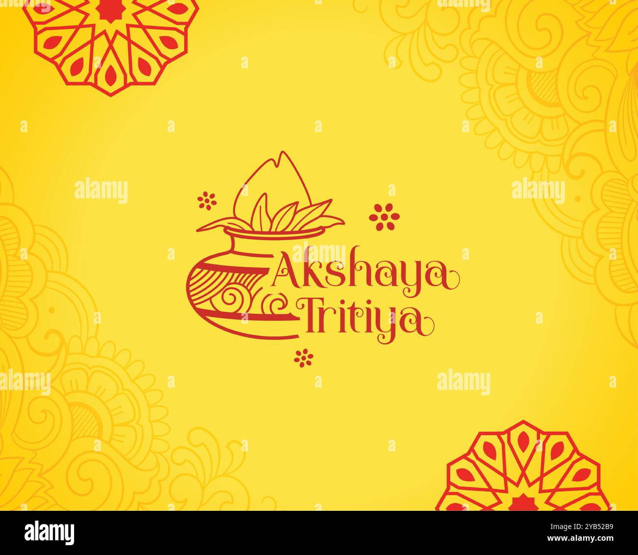 Akshaya tritiya kalash gelbe Grußkarte Design Stock Vektor