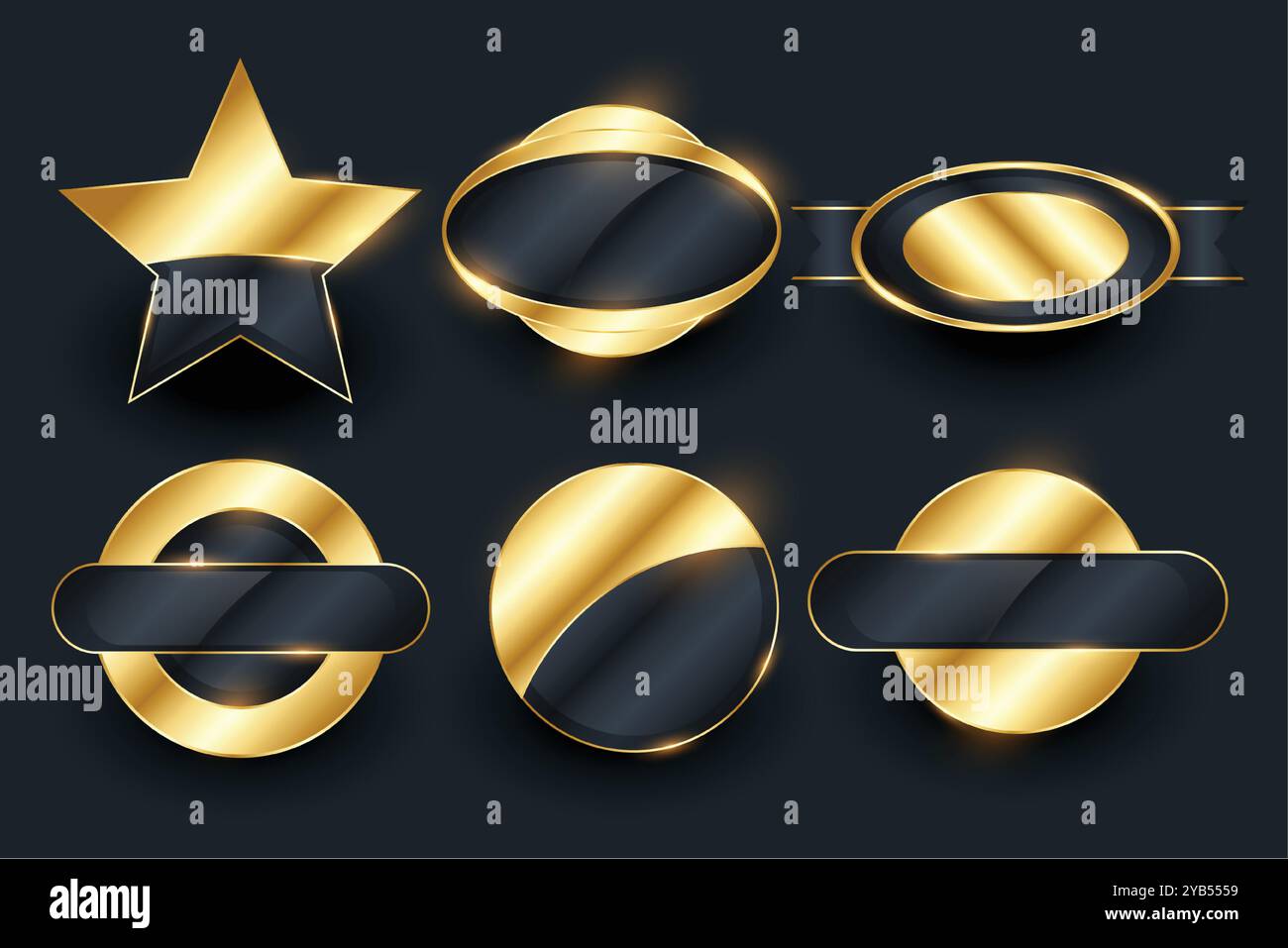 Premium Gold leer Abzeichen und Etiketten Set Stock Vektor