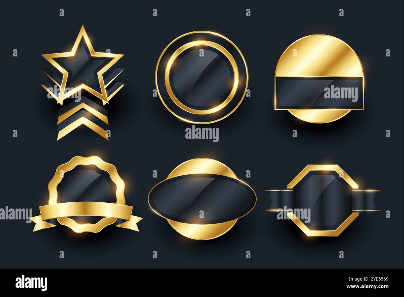 Goldene Retro-Abzeichen und Labels Kollektion Stock Vektor