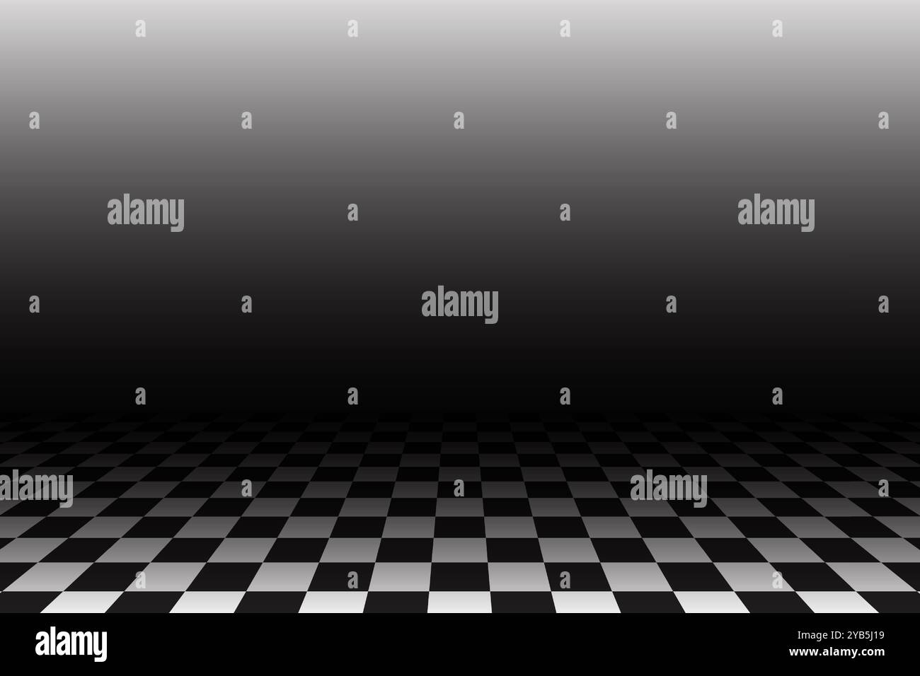 Schachbrettperspektive Boden mit weißem und schwarzem Muster. 3D-Hintergrund mit Karomuster. Abstrakter Raum für Vektor-Retro-Gitteroberfläche. Mosaikisometrische Tabelle Stock Vektor