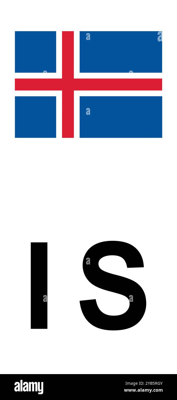 Isländisches Euroband mit nationalem Symbol: Blauer Hintergrund, der die Identität der Europäischen Union und Georgiens für die Fahrzeugzulassung darstellt. Stock Vektor
