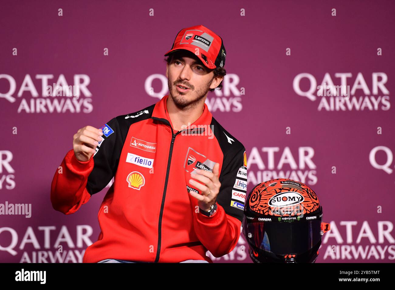 MELBOURNE, AUSTRALIEN. Oktober 2024. Im Bild: Francesco Bagnaia, Nummer 1 Italiens, fährt für Ducati Lenovo während der MotoGP Pre Race Press Conference beim Qatar Airways Australian Motorcycle Grand Prix 2024 auf dem Phillip Island Circuit. Quelle: Karl Phillipson/Alamy Live News Stockfoto