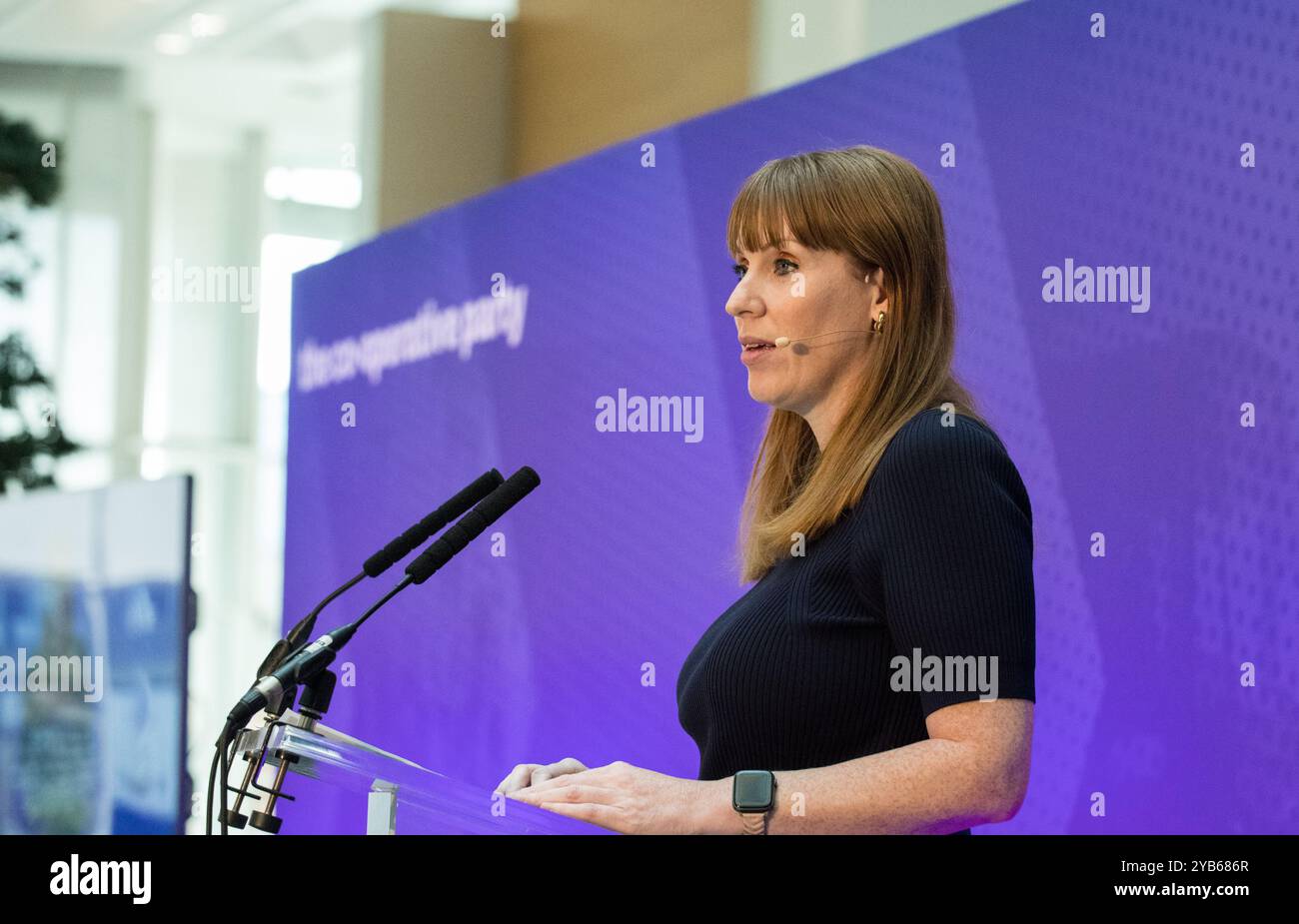 Änderungsereignis für Kooperationspartei. Angela Rayner Abgeordnete, stellvertretende Premierministerin, spricht auf der eintägigen Veranstaltung in Manchester. Stockfoto