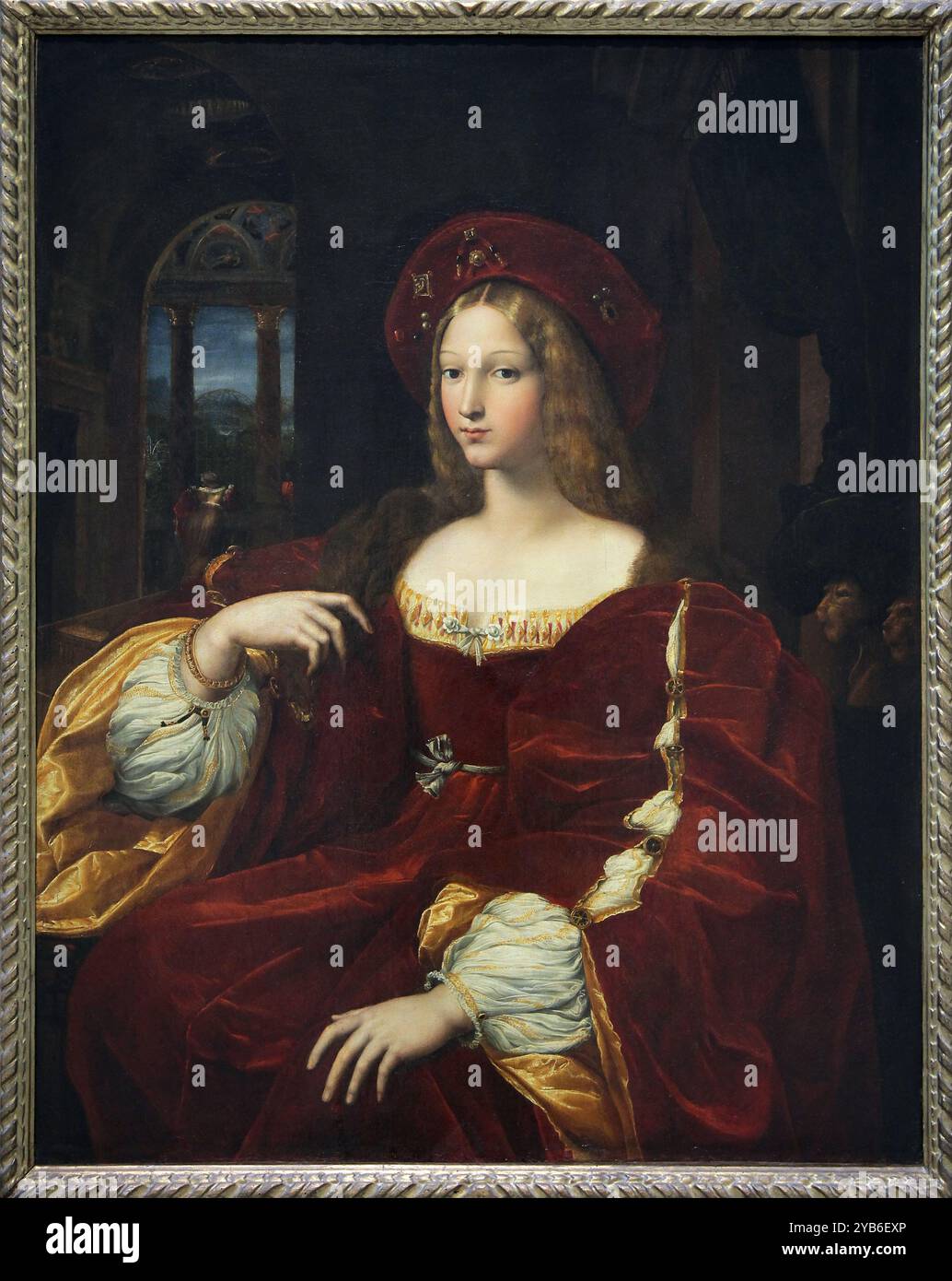 Porträt von Dona Isabel de Requessens. Vicereine von Neapel. Früher Porträt von Giovanna d'Aragona von Raffaello Santi Sanzio (1483-1520) Stockfoto