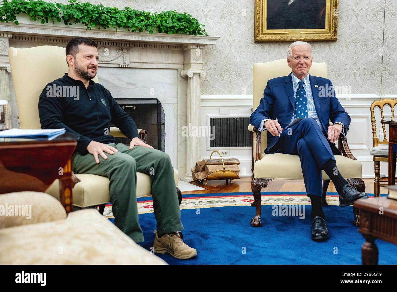 Washington D.C., USA – 26. September 2024: Präsident Joe Biden veranstaltet ein bilaterales Treffen mit Präsident Wolodymyr Zelenskyj aus der Ukraine Stockfoto