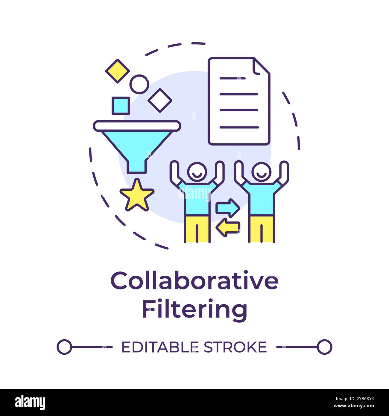Symbol für mehrfarbiges Filterkonzept für kollaborative Filterung Stock Vektor