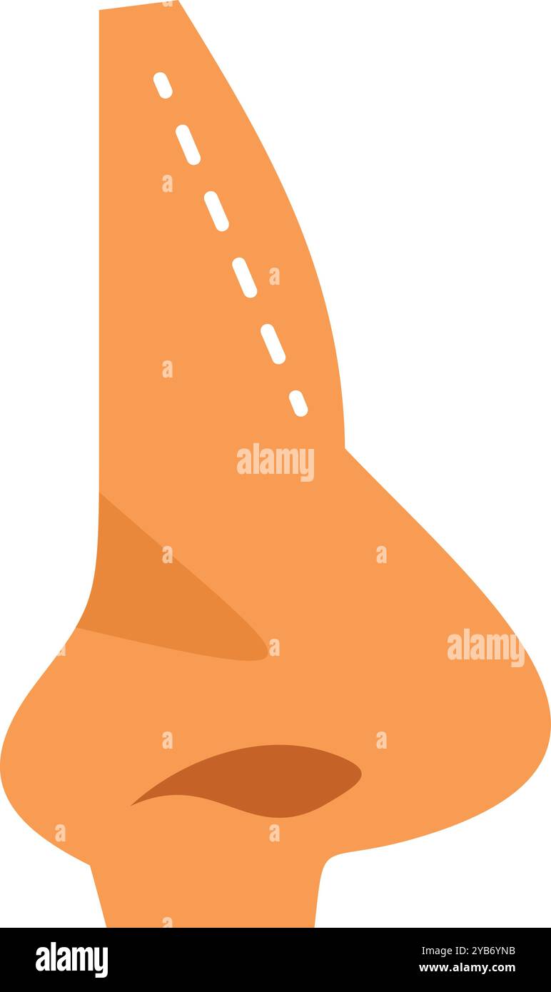 Illustration der Rhinoplastik mit gepunkteten Linien, die Nähte an der menschlichen Nase darstellen Stock Vektor Illustration der Rhinoplastik mit gepunkteten Linien, die Nähte an der menschlichen Nase darstellen Stock Vektor