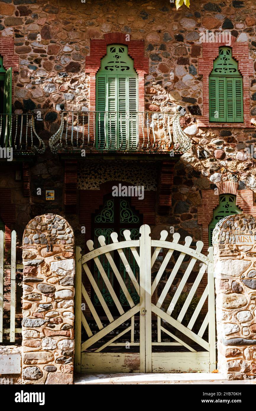 Modernistische Fassade in La Garriga, Barcelona Stockfoto