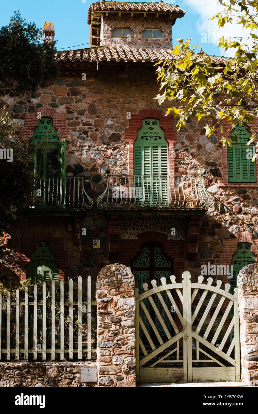Modernistische Fassade in La Garriga, Barcelona Stockfoto