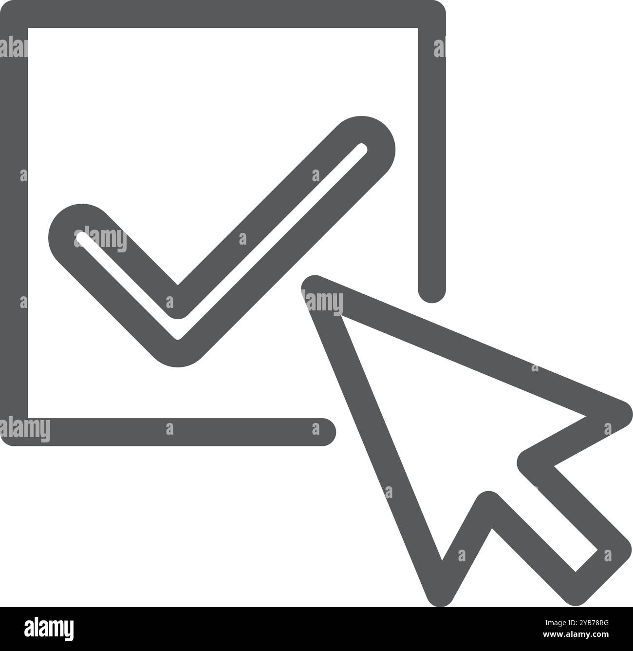 Symbol für Online-Untersuchungszeile. Häkchen mit Pfeilcursor Stock Vektor