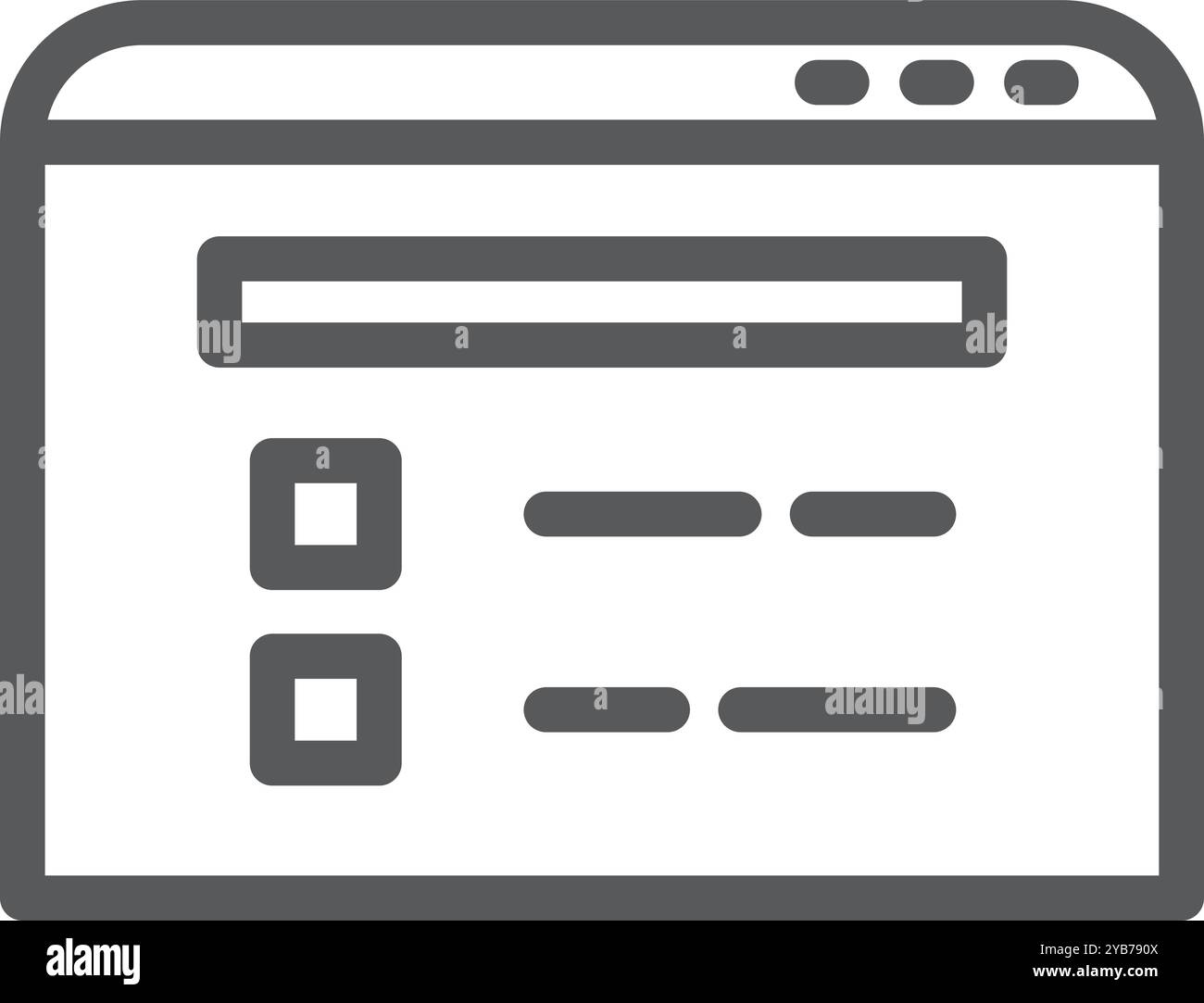 Zeilensymbol des App-Fensters. Schwarzes Software-Symbol Stock Vektor