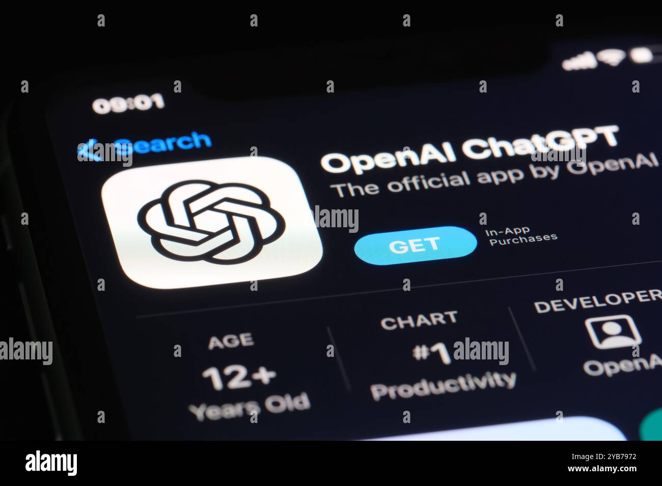 Schließen Sie das OpenAI ChatGPT App-Symbol im App Store Stockfoto