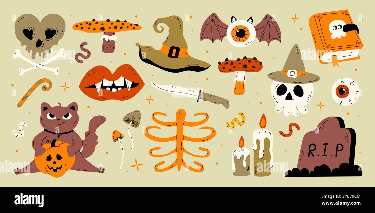 Hübsches Halloween-Set für Kinder Stock Vektor