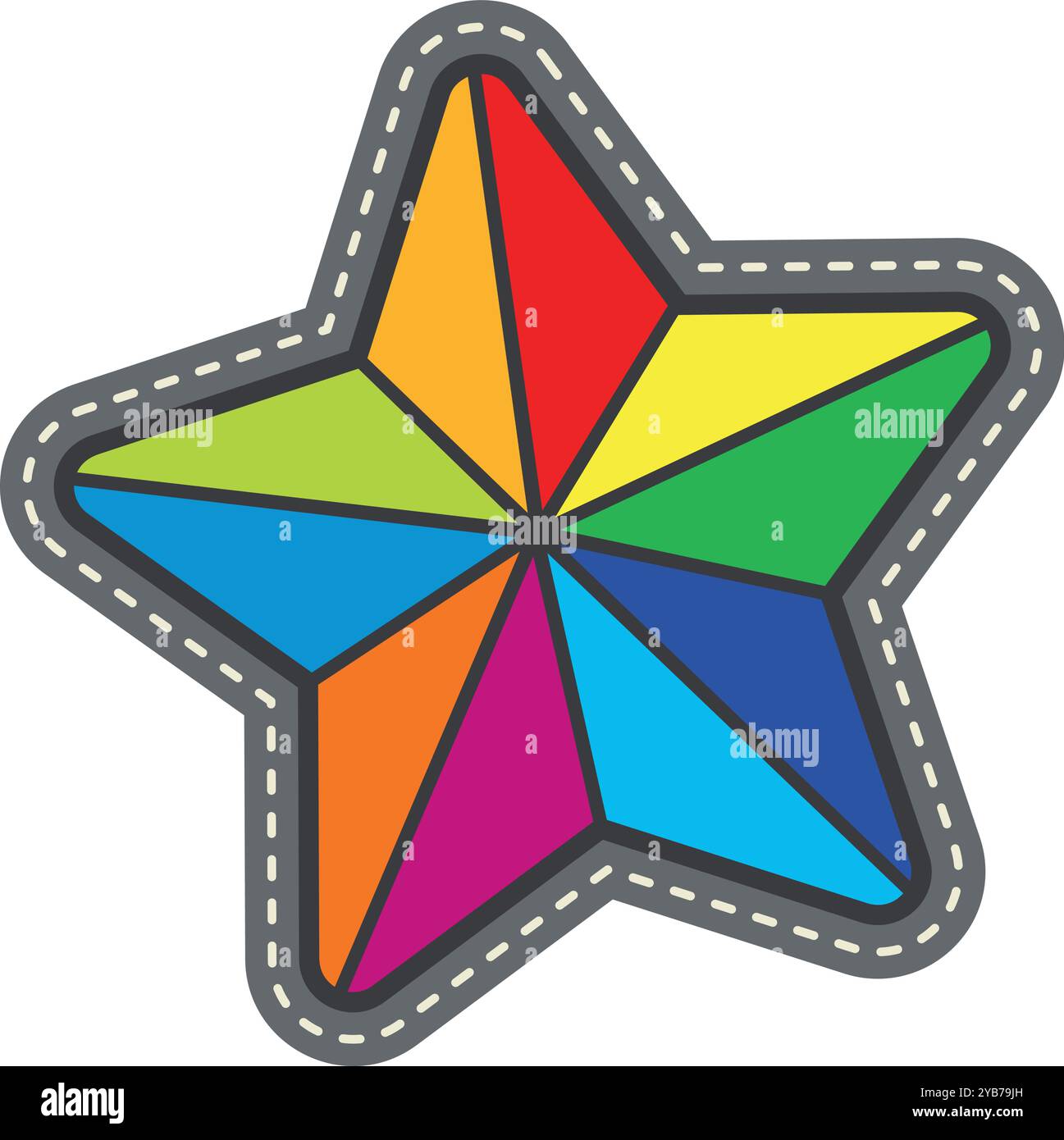 Farbenfroher Sternaufkleber. Magic starburst Textiletikett Stock Vektor