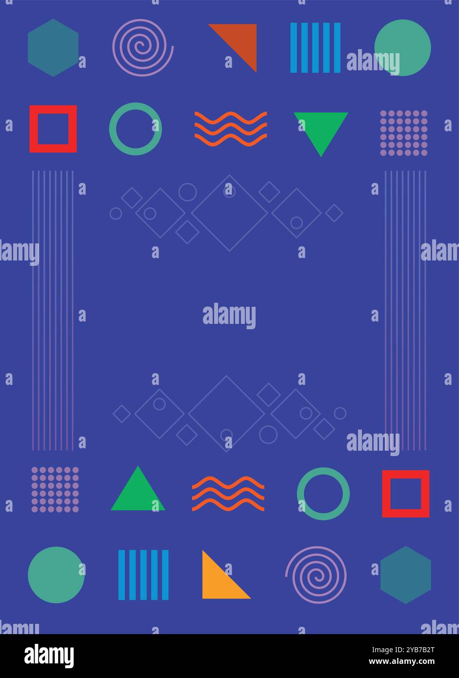 Farbenfroher Flyer im bauhaus-Stil mit abstrakten geometrischen Formen Stock Vektor