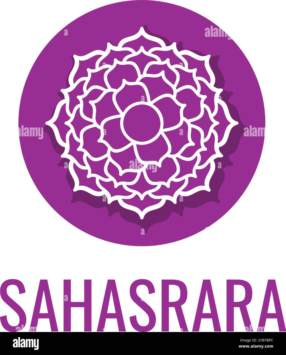 Sahasrara-Logo. Indisches Mandala-Emblem. Esoterisches Zeichen Stock Vektor