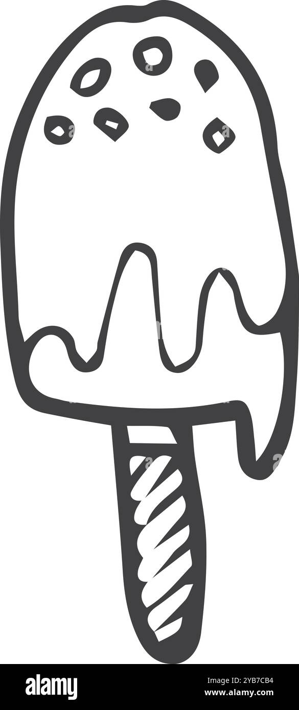 Eiscreme-Bar-Kritzelei. Süßes Schokoladendessert Stock Vektor