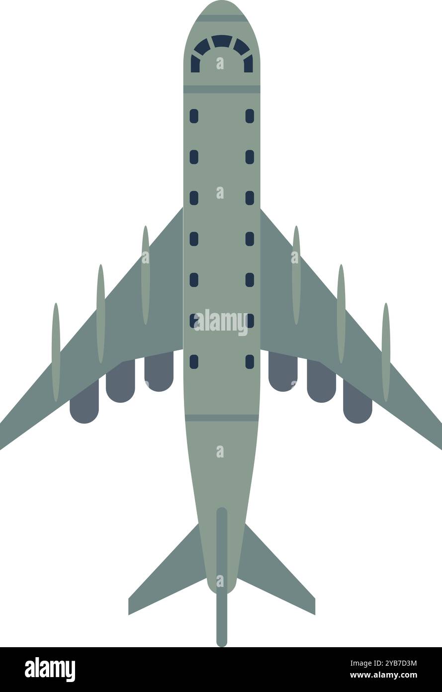 Draufsicht der Jet-Ebene. Symbol für Militärflugzeug Stock Vektor