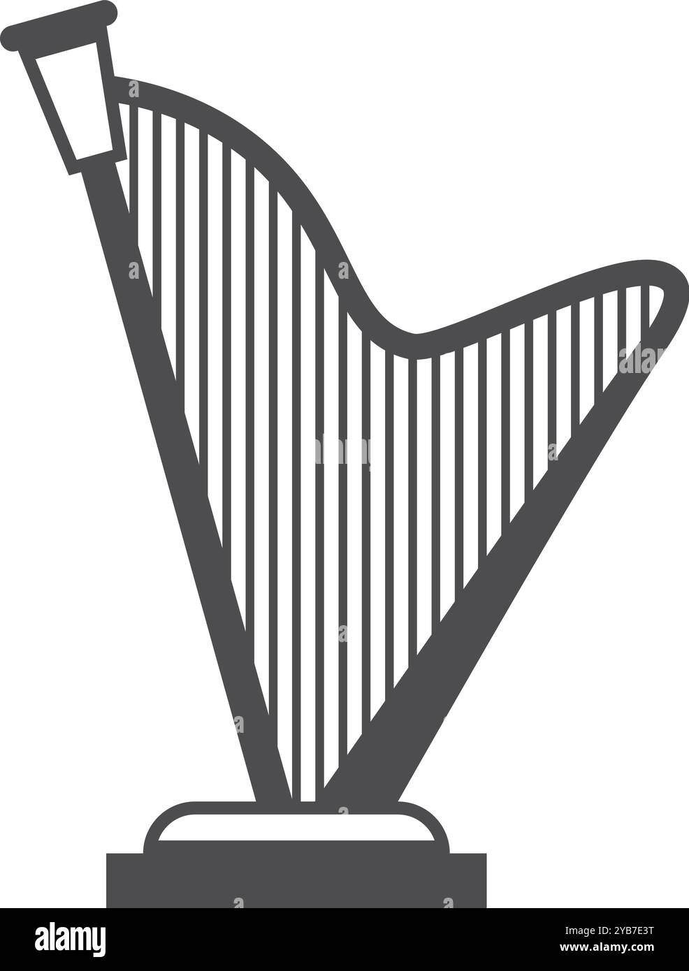 Schwarzes Harfensymbol. Symbol für klassische Musik. Vintage-Kultur-Emblem Stock Vektor