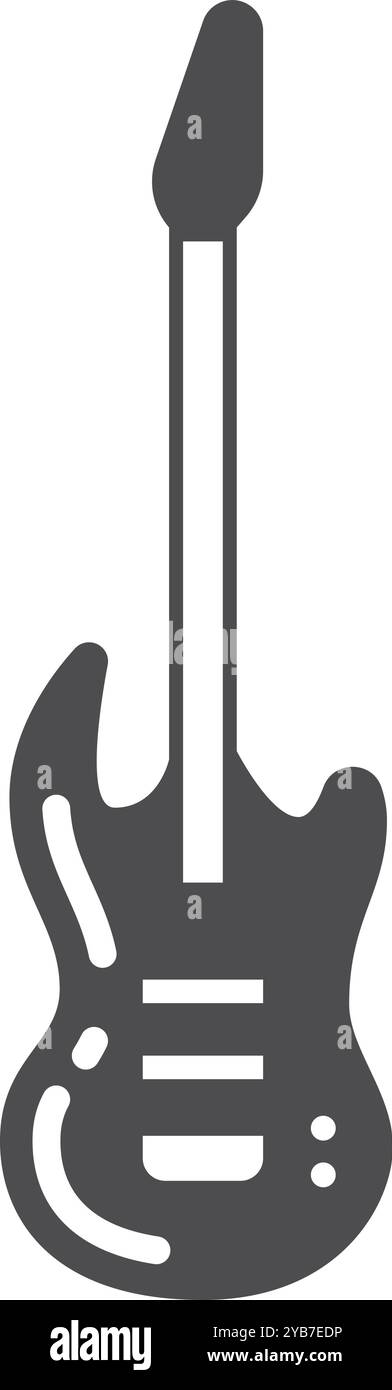 Schwarze Gitarre. Elektrisches Musikinstrument Stock Vektor
