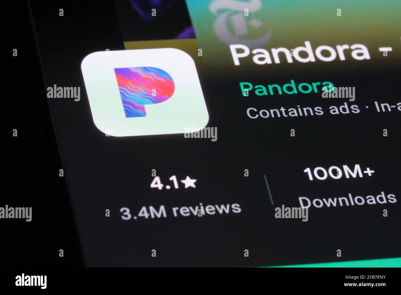Symbol und Markenlogo der Pandora Musik-Streaming-Service-App Stockfoto