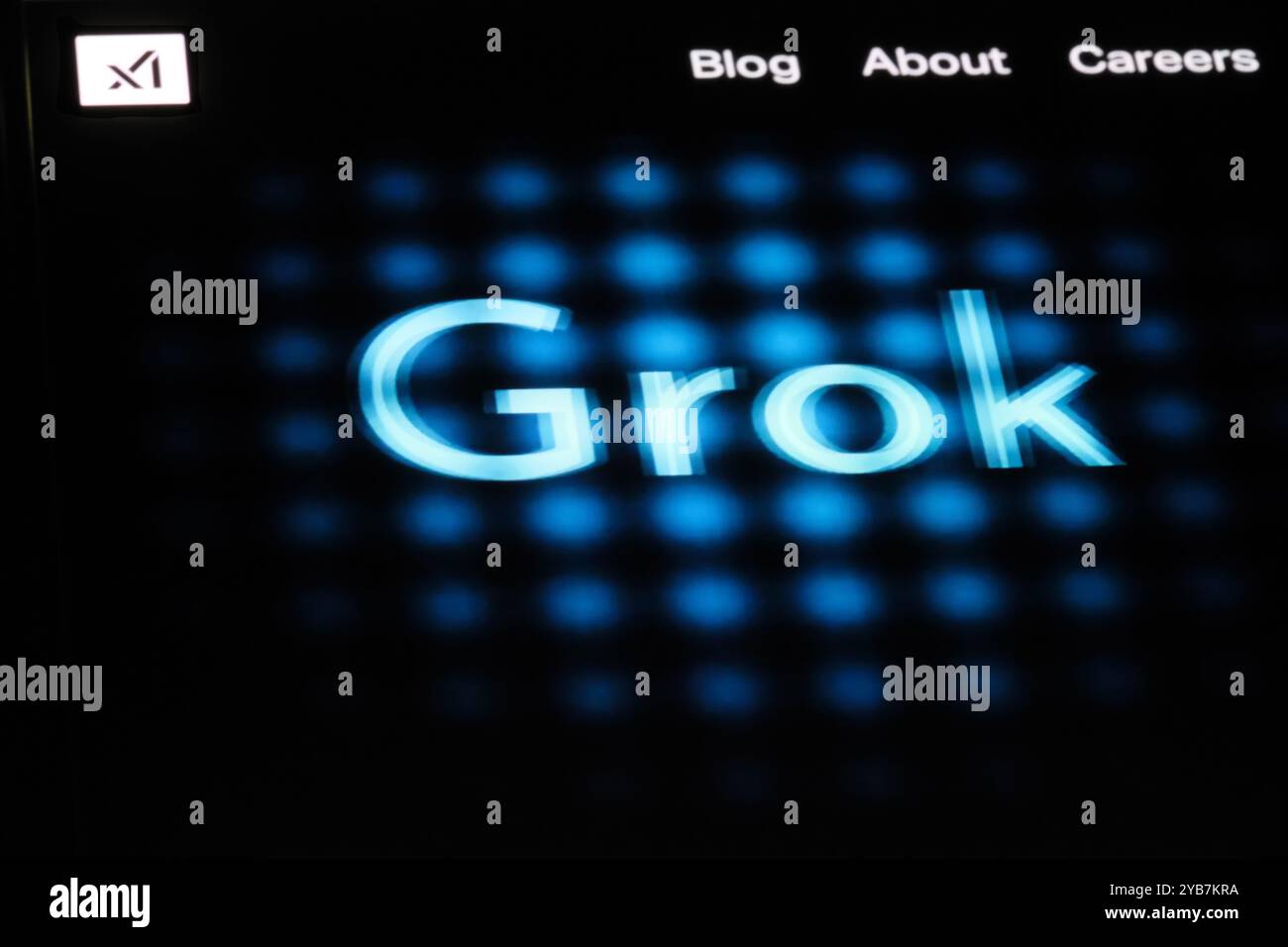 Logo von GROK AI Chatbot auf der XAI-Website Stockfoto