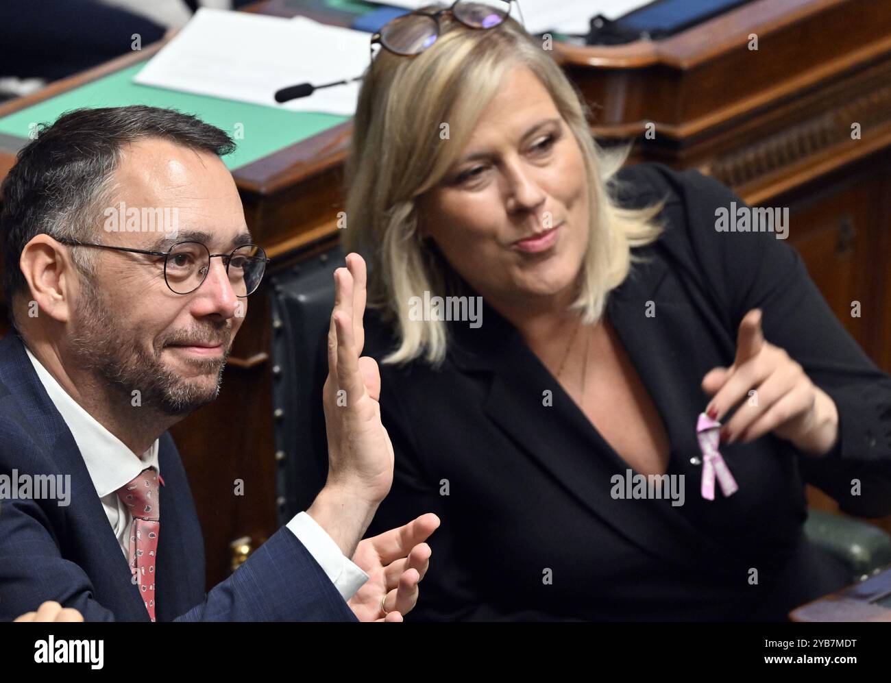 Brüssel, Belgien Oktober 2024. Les engages' Maxime Prevot, Bild auf einer Plenartagung der Kammer im Bundesparlament in Brüssel am Donnerstag, den 17. Oktober 2024. BELGA PHOTO ERIC LALMAND Credit: Belga News Agency/Alamy Live News Stockfoto