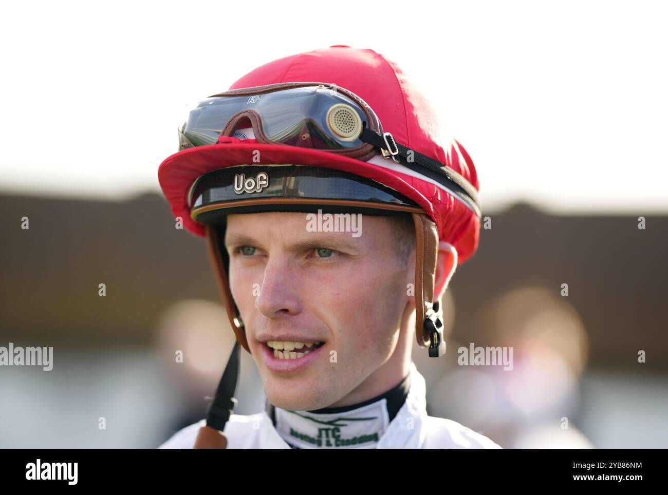 Luke Catton vor dem Get Raceday Ready Handicap auf der Brighton Racecourse. Bilddatum: Donnerstag, 17. Oktober 2024. Stockfoto